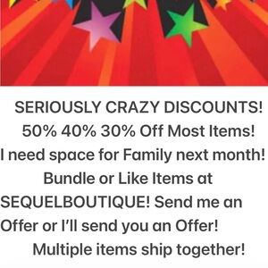 CRAZY BIG SALE!
Need Space for Company in February!!!!
